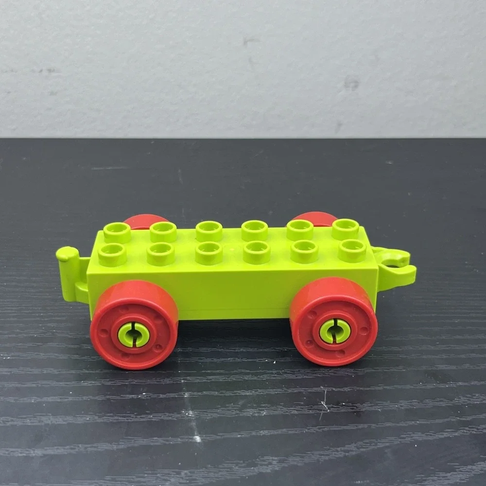 LEGO DUPLO Light Green Vehicle Base Red Wheels Replacement Car Chassis Block